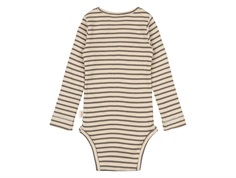 Petit Piao body earth brun/ mørk råhvid stribet body 